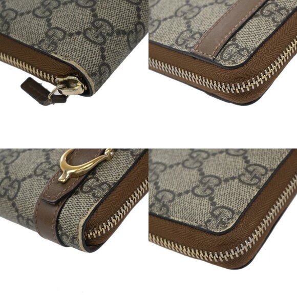GUCCI GG Pattern Zip Around Long Wallet Supreme Leather Brown - Picture 4 of 7